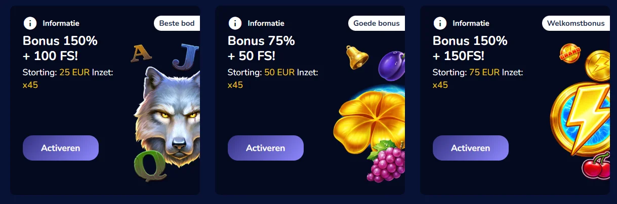 Slots Eater Casino bonussen met free spins en stortingsvoorwaarden