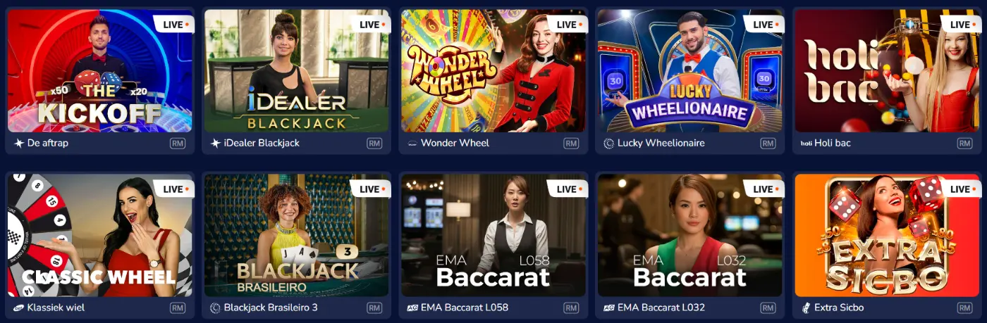 Slots Eater Casino live casino met blackjack, baccarat en wheel games